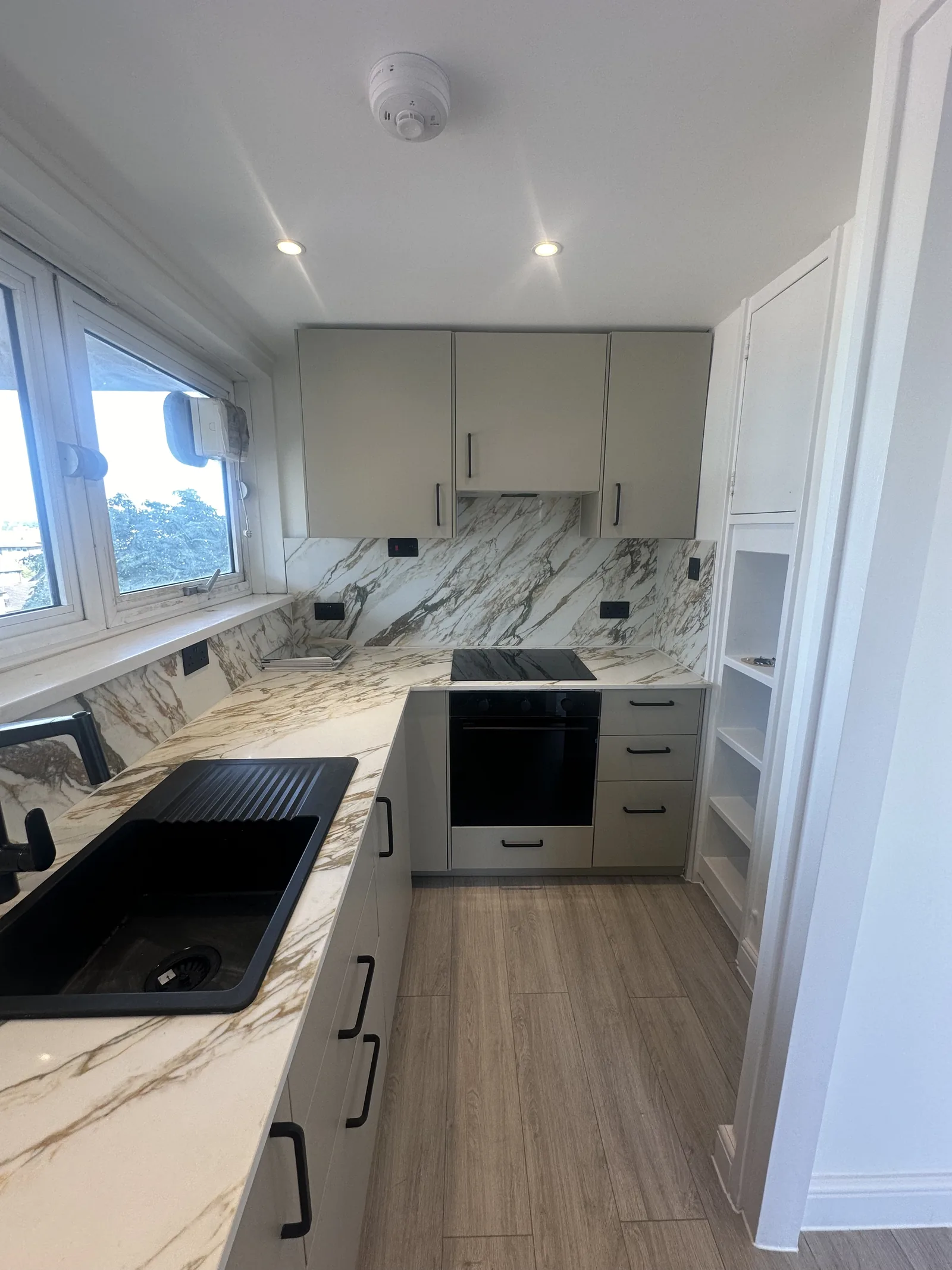 Completed kitchen after a full flat renovation in Battersea